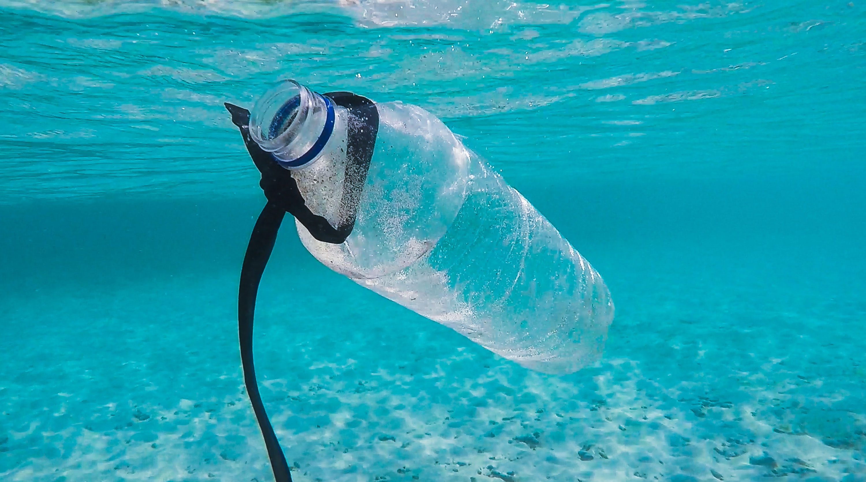 bouteille plastique dans la mer
