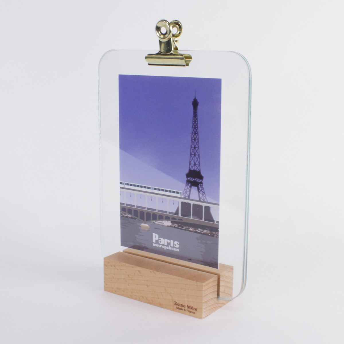 Sous-verre porte photo avec pince métal doré - VERRIERE 5