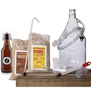 Kit Brassage double de bière maison 2x5L BLONDE et GUEUSE - 6 bouteilles 75 cl