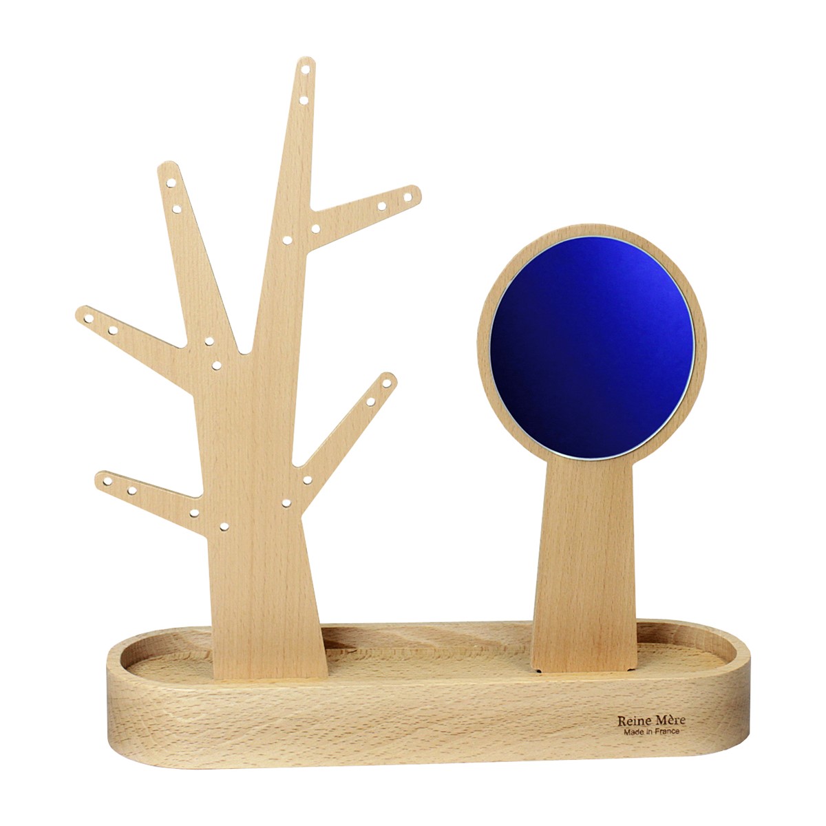 Abre à boucles d'oreilles et son miroir amovible fabriqué en France en bois