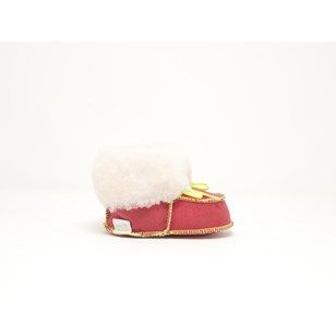 Pantoufles bébé 10 à 16 mois en cuir de mouton - Rouge - BABY CHINOOK FLUO