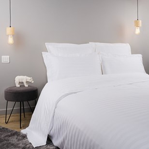 Drap plat coton bande satin 120 fils - REVE BLANC - Blanc
