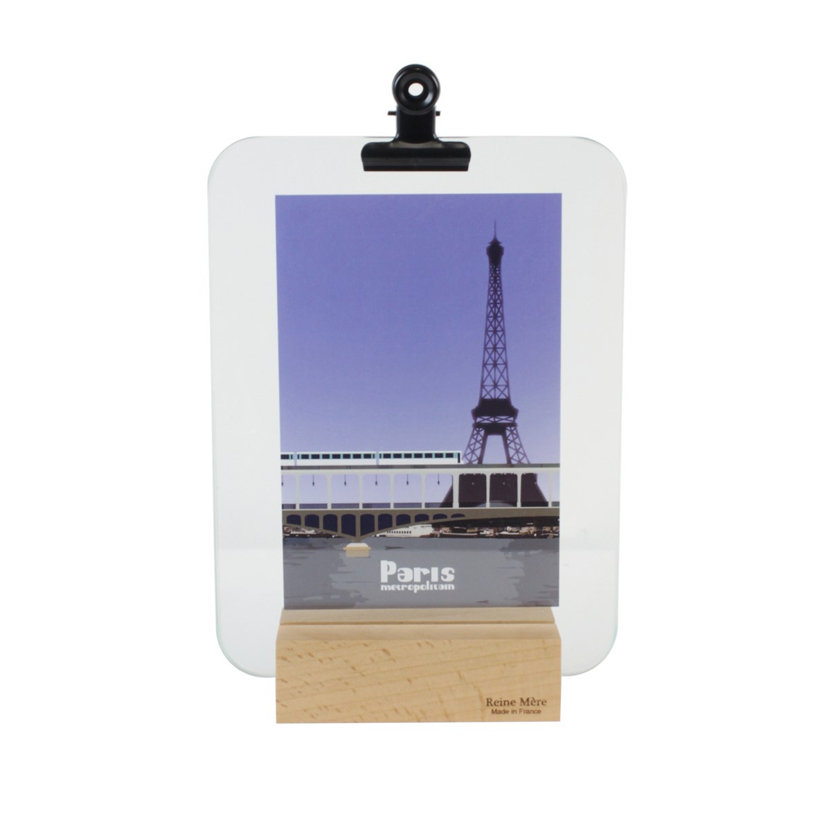 Sous-verre porte photo avec pince métal noir - VERRIERE 5