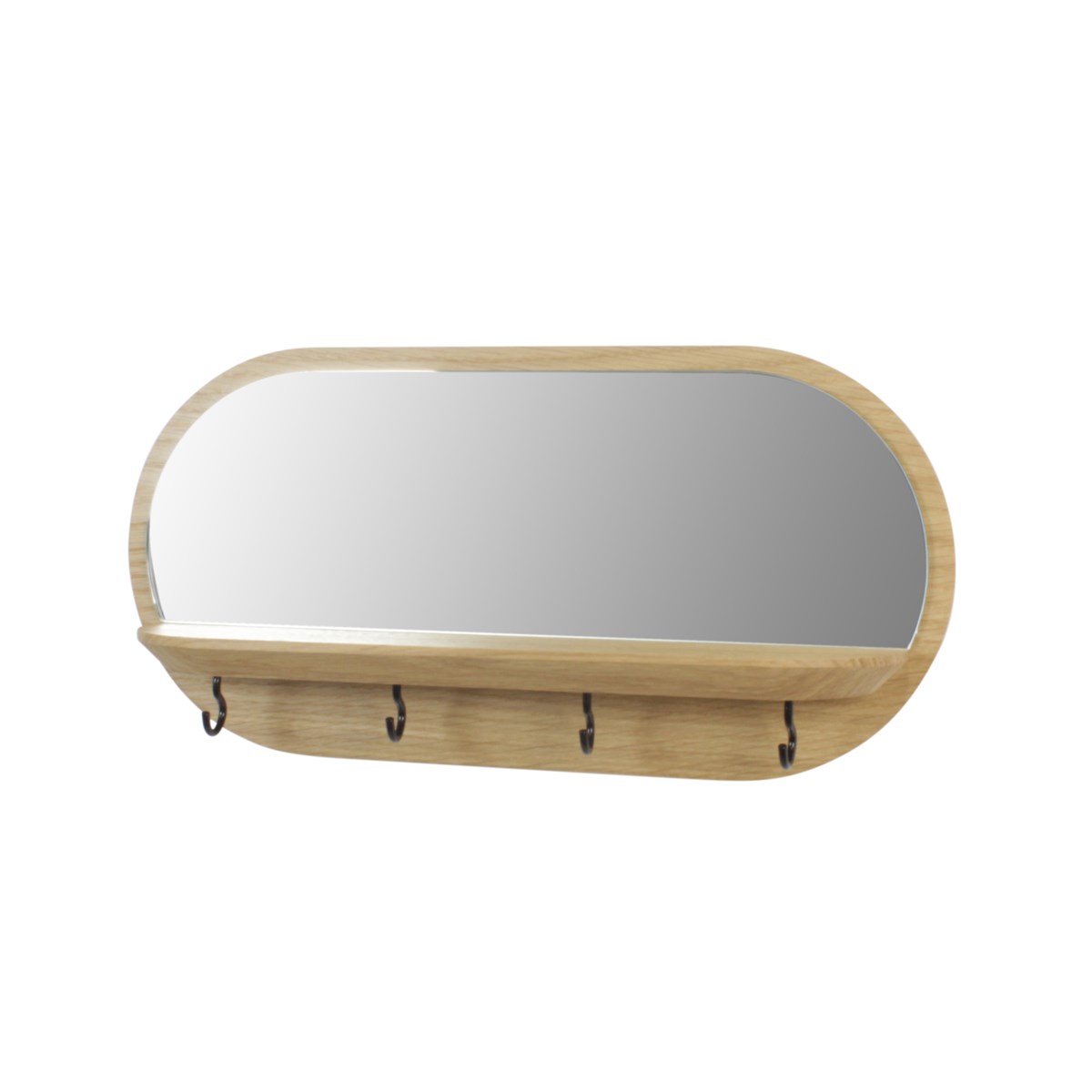 Miroir vide-poche et porte-clés mural chêne - MINI MOONLIGHT noir 2