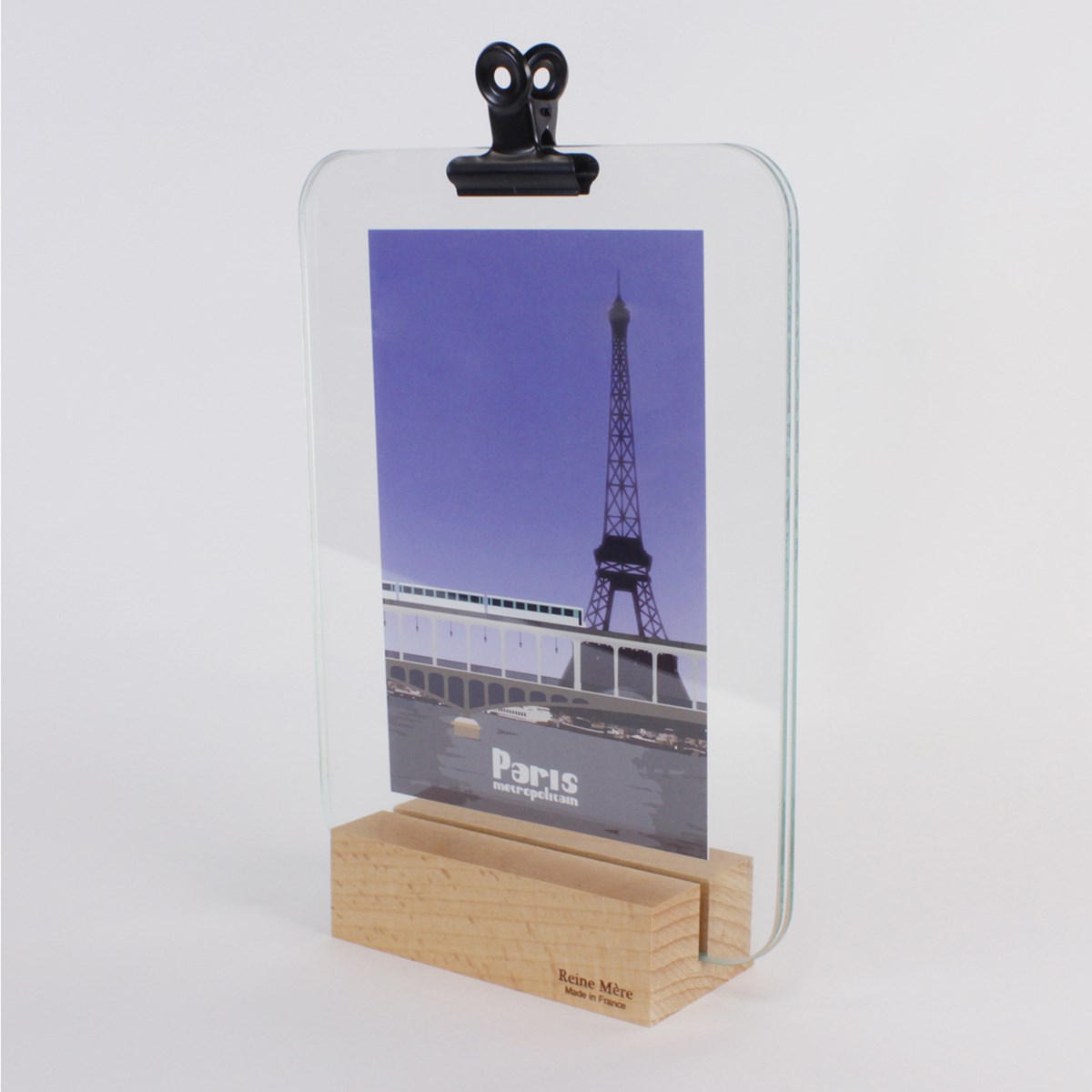 Sous-verre porte photo avec pince métal noir - VERRIERE 6