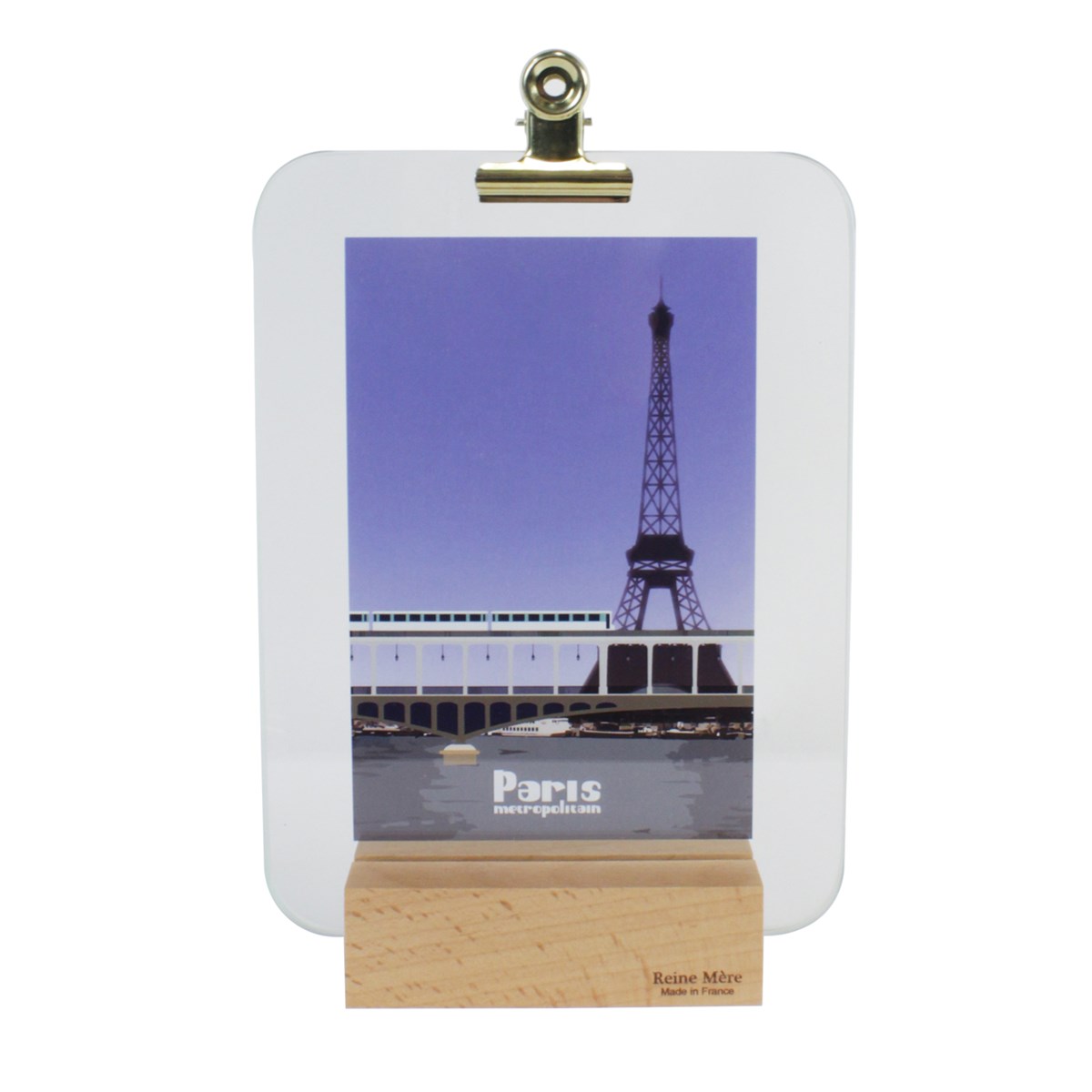 Sous-verre porte photo avec pince métal doré - VERRIERE 4