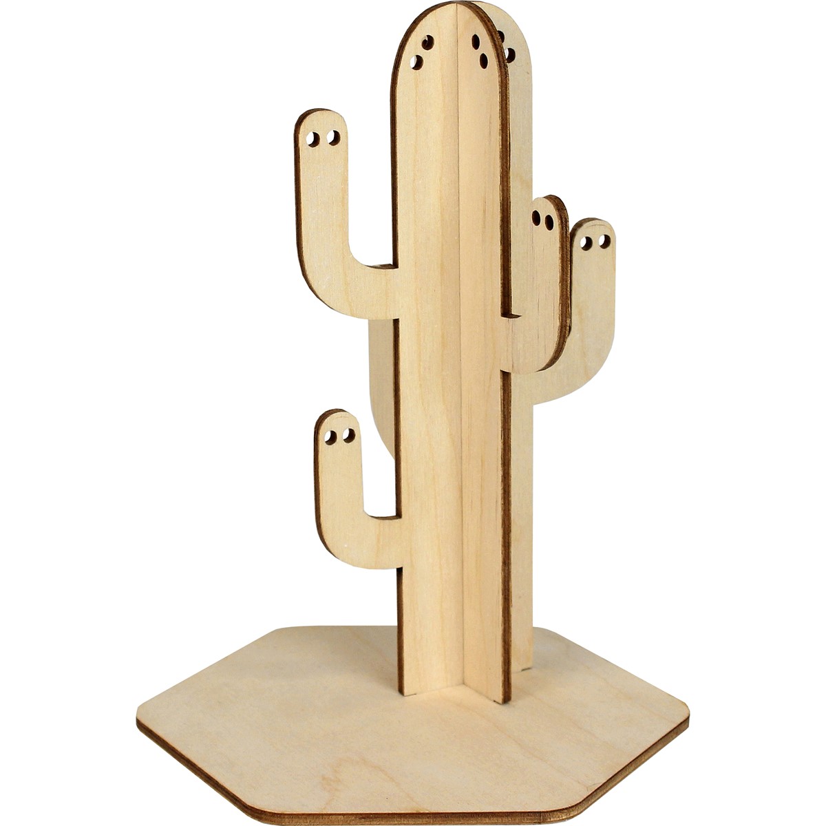 Cactus porte-bijoux en bois fabriqué en France