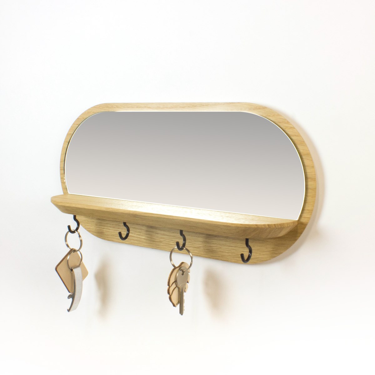 Miroir vide-poche et porte-clés mural chêne - MINI MOONLIGHT noir 3