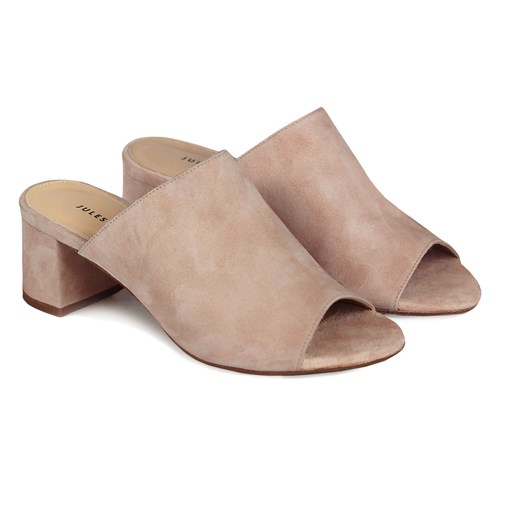 Mules Modernes Cuir Daim Beige