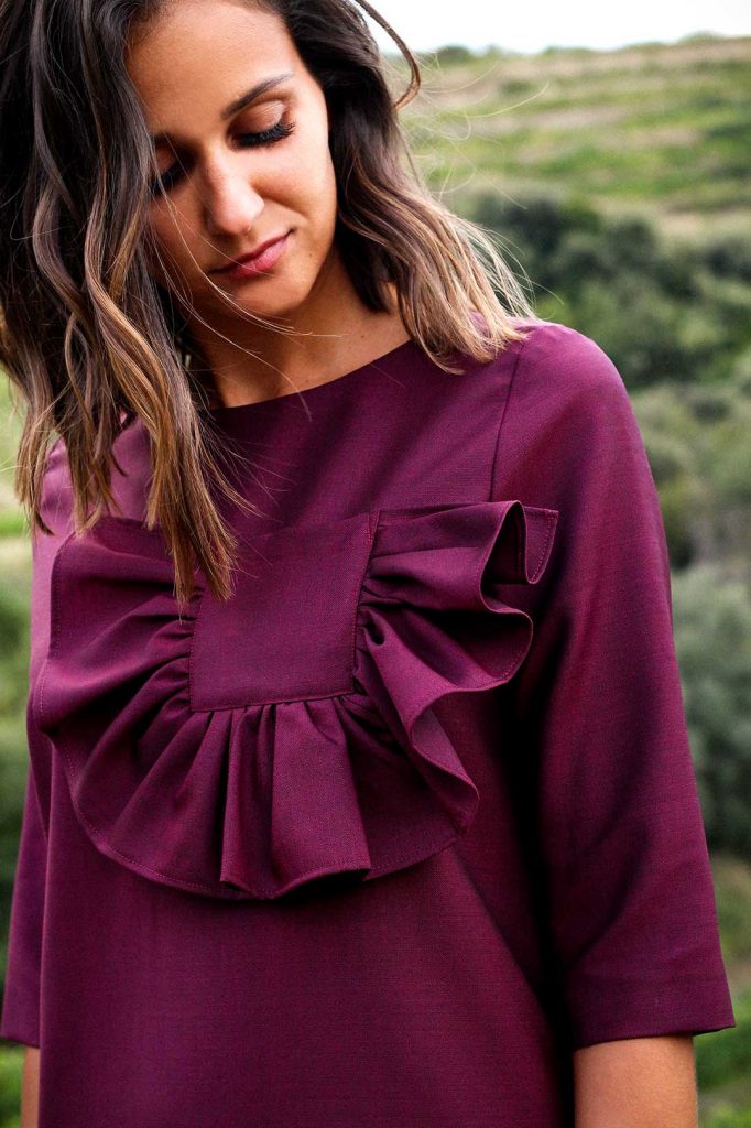 Robe longue bordeaux en laine froide - Carine 3