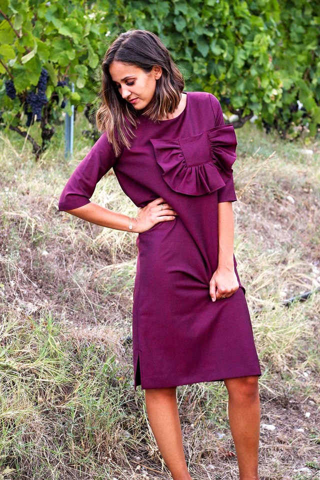 Robe longue bordeaux en laine froide - Carine 8
