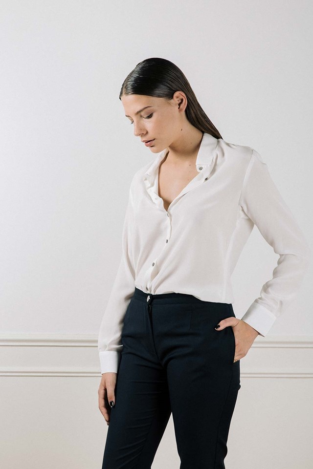 Chemise en soie lavée blanche - Muriel 4