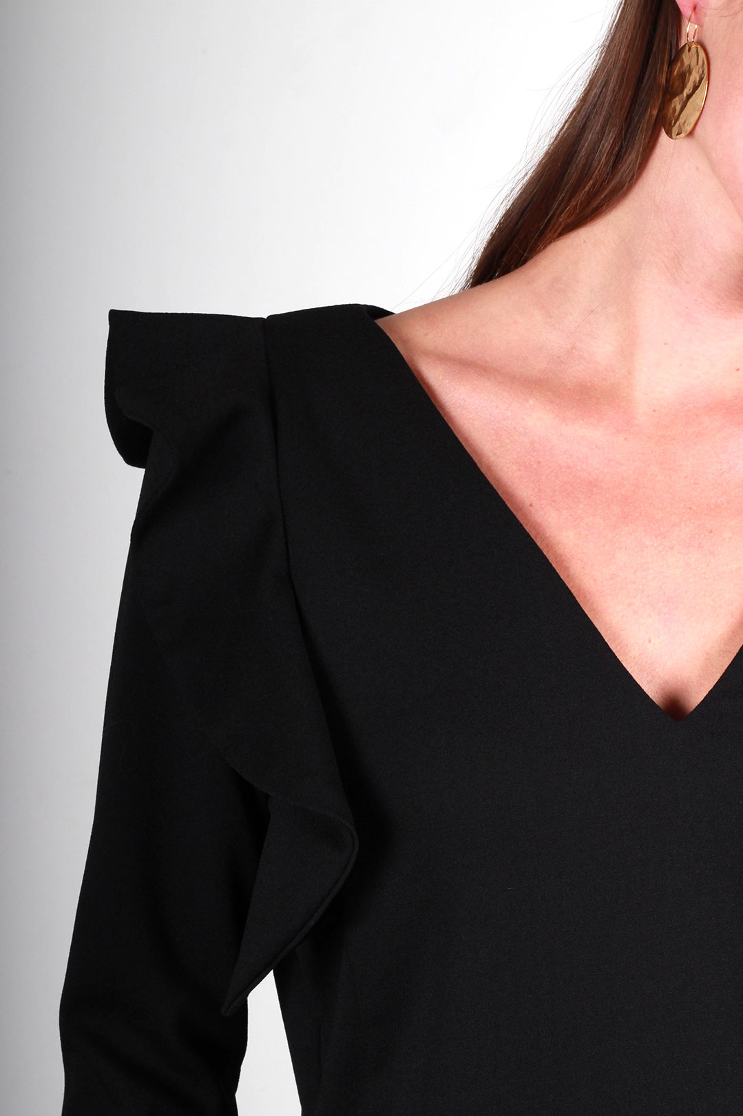 Top noir manches longues à volants - Nadine 6