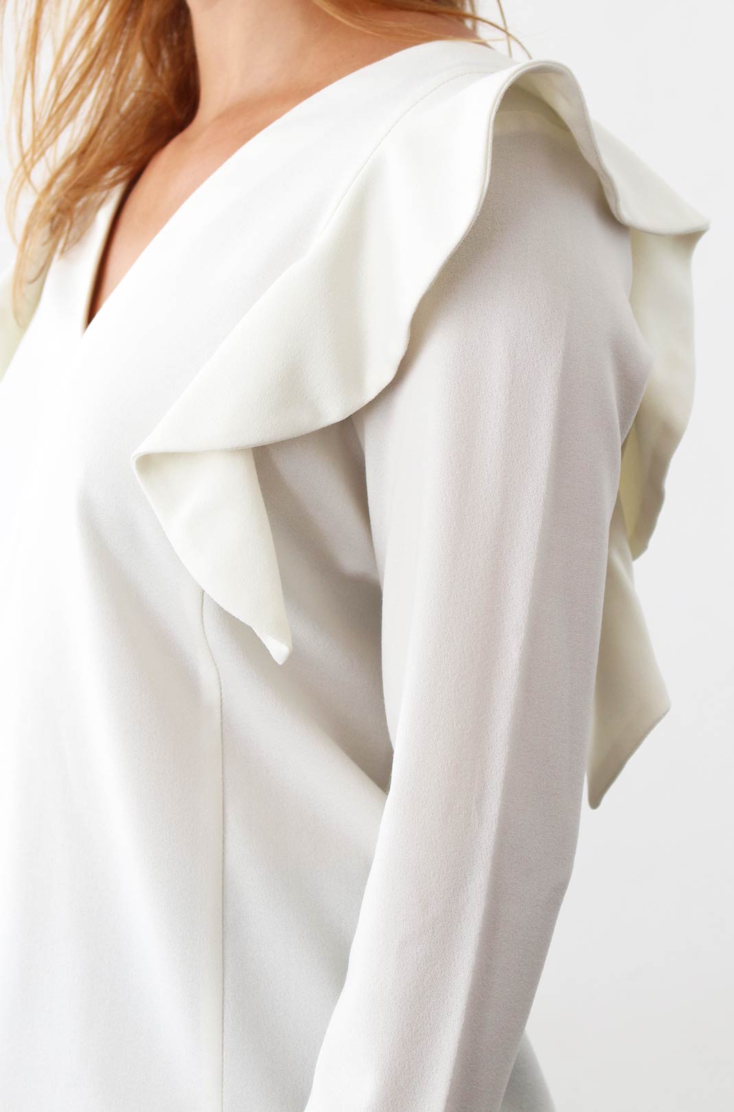 Top blanc manches longues à volants - Nadine 7