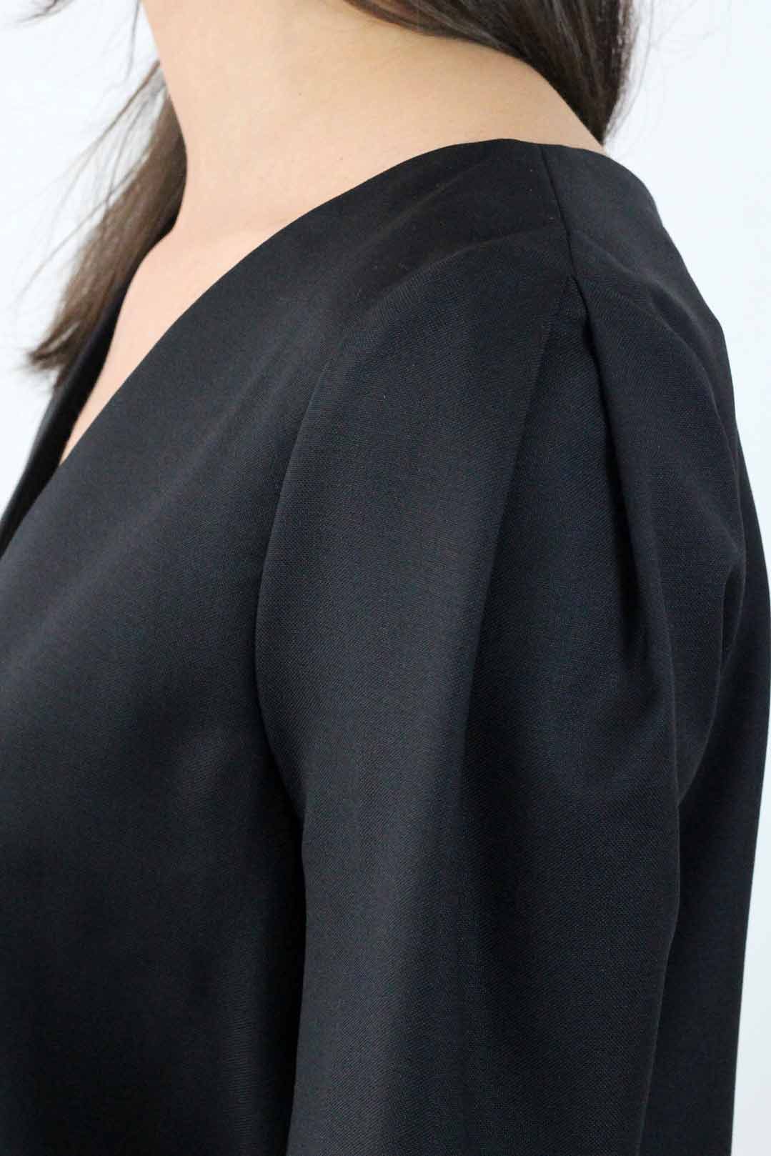 Robe droite noire manche 3/4 en laine froide - Chrystelle 7