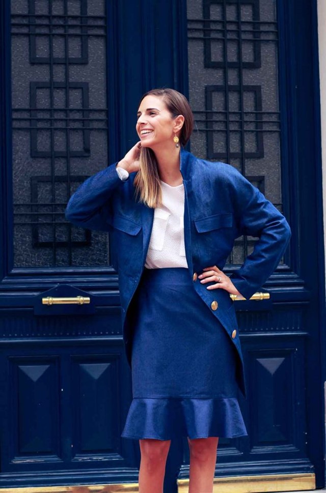 Trench fluide bleu en coton et lin - Alice 3