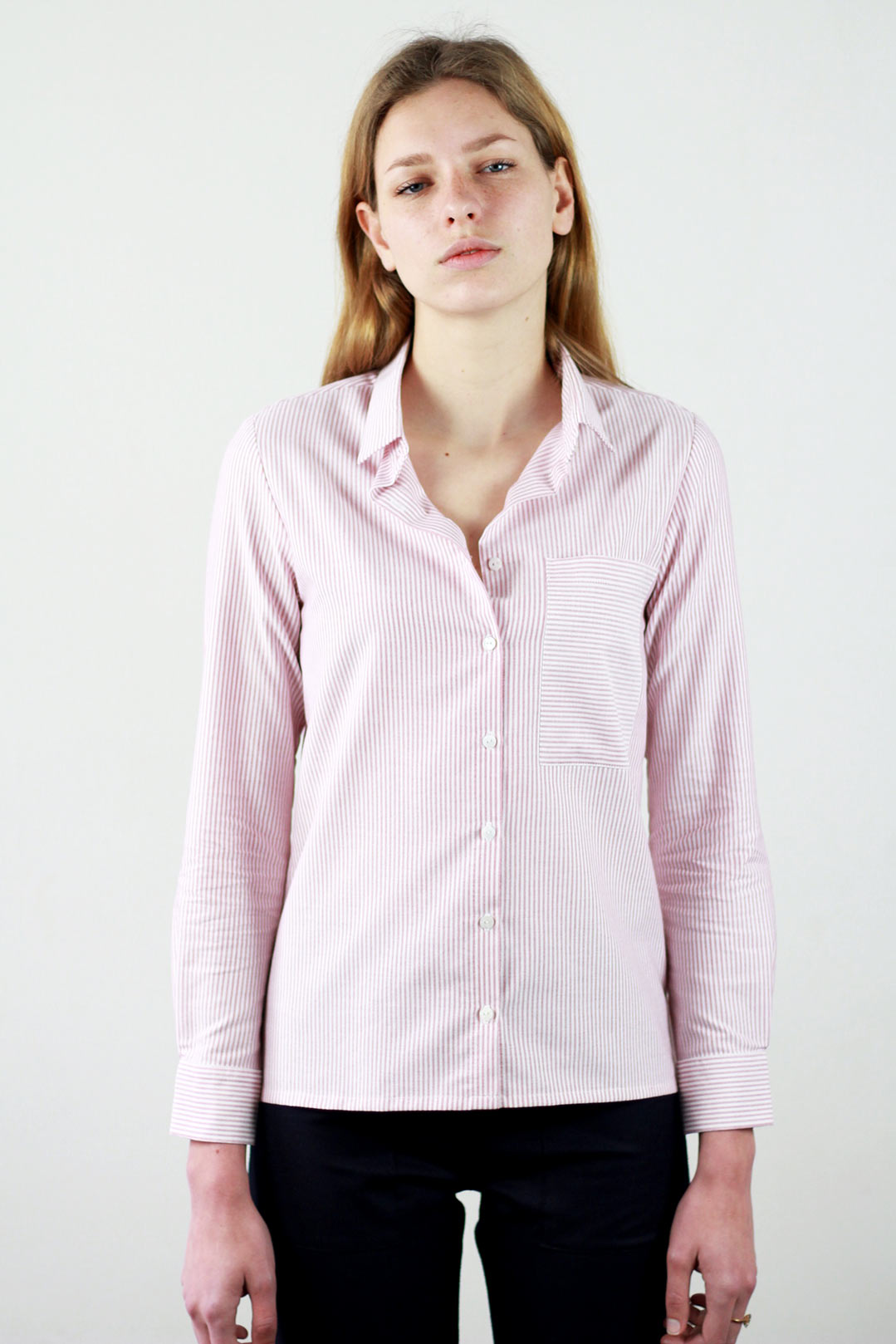 Chemise rayée rouge et blanc en coton OEKO-TEX® – Marie Hélène 2