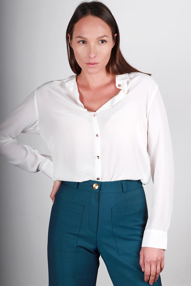Chemisier chic en soie blanche - Géraldine 2