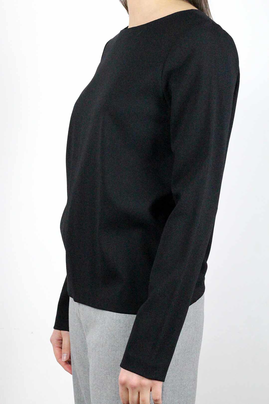 Top noir manche longue en crêpe - Cara 3