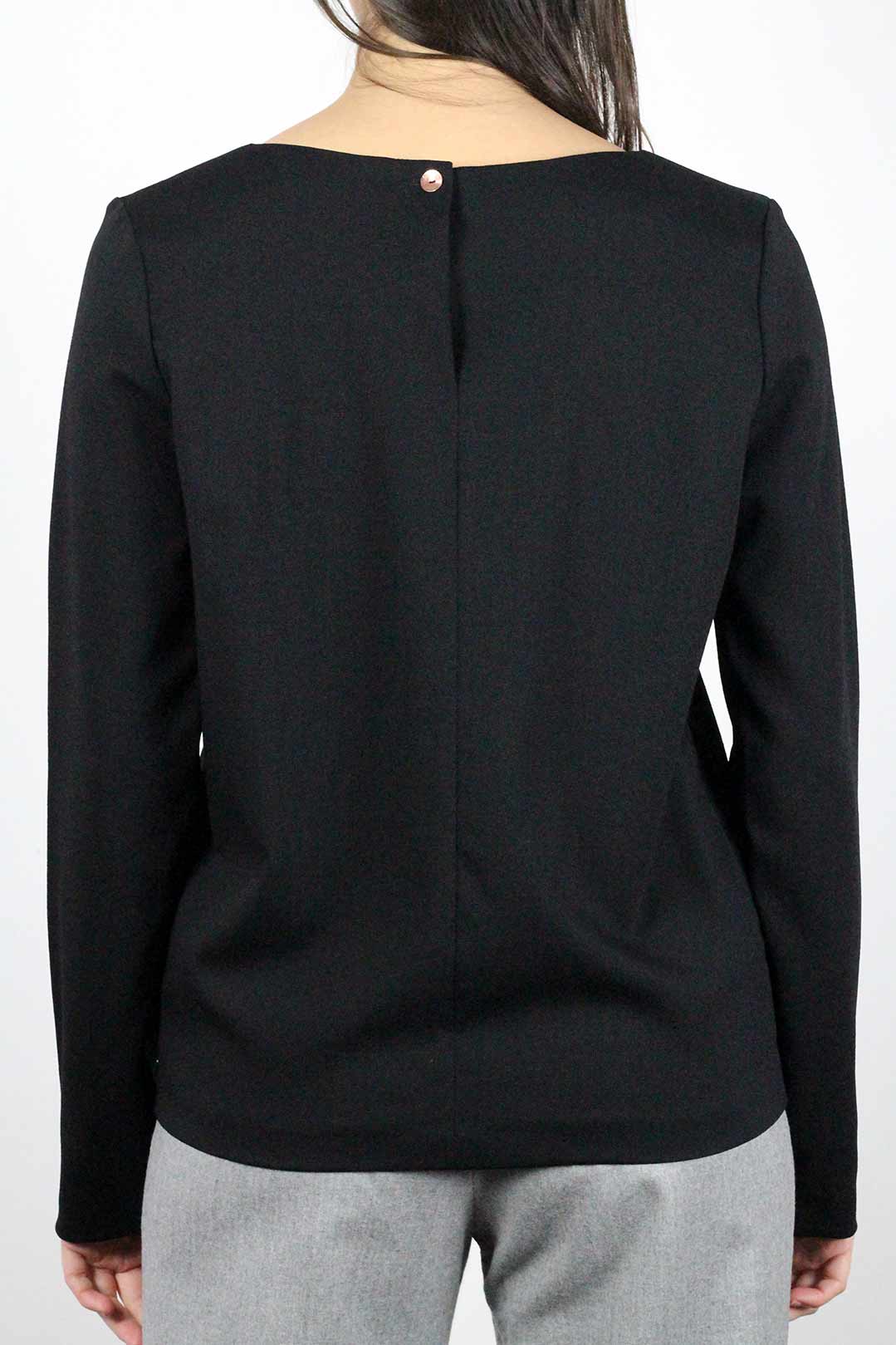 Top noir manche longue en crêpe - Cara 5