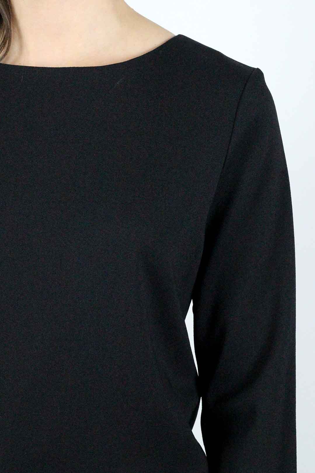 Top noir manche longue en crêpe - Cara 6