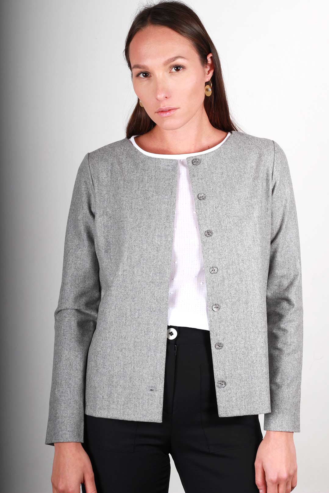 Gilet gris en laine flanelle 120'S - Laurence 2