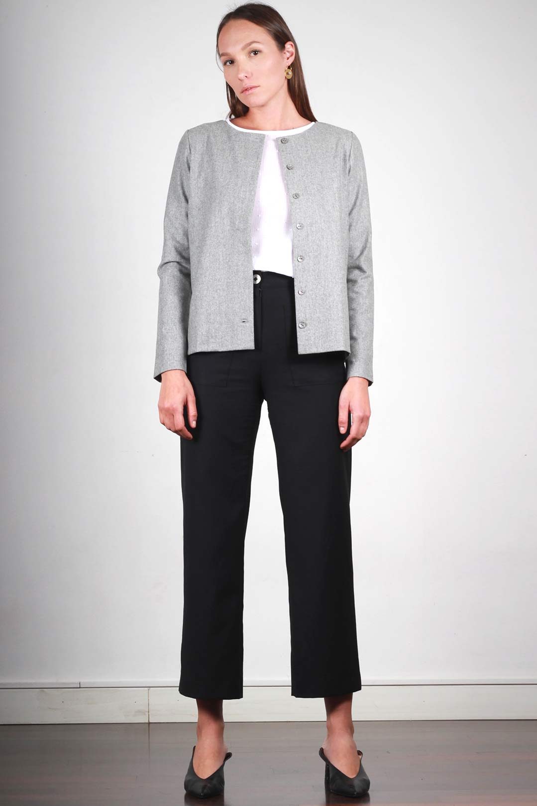 Gilet gris en laine flanelle 120'S - Laurence 7