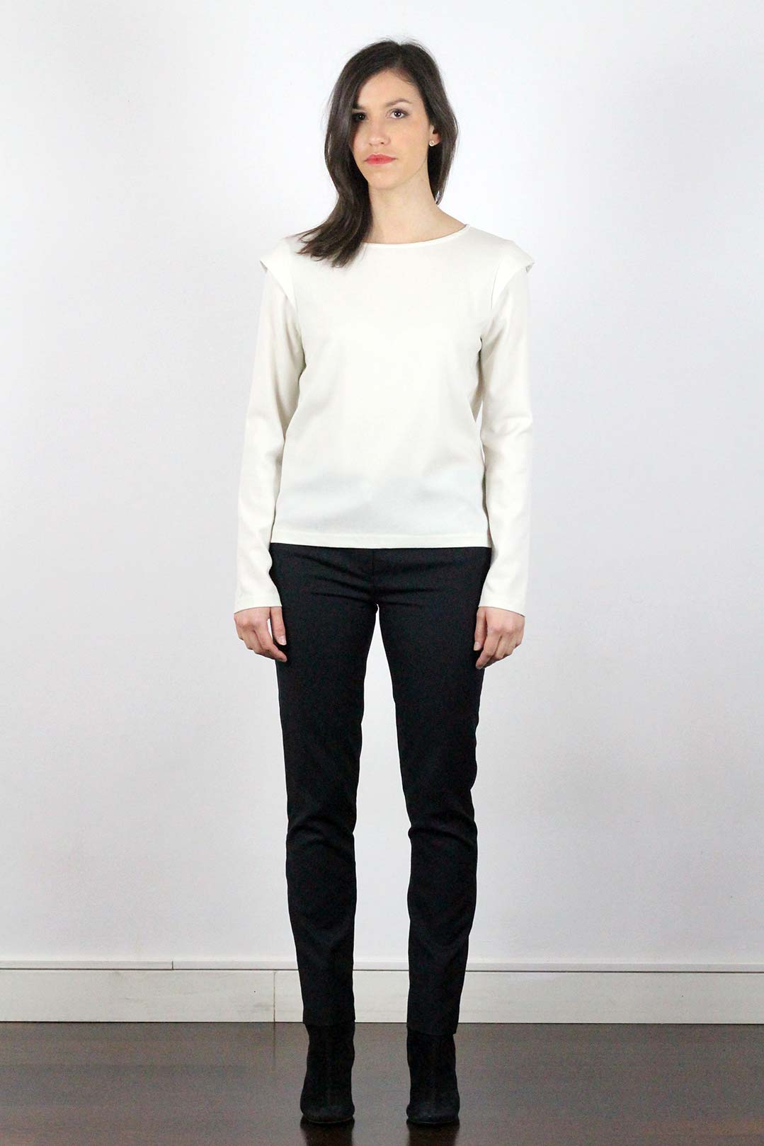 Top blanc manches longues crêpe - Justine 2