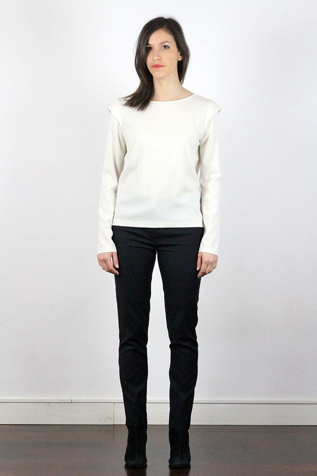 Top blanc manches longues crêpe - Justine 2