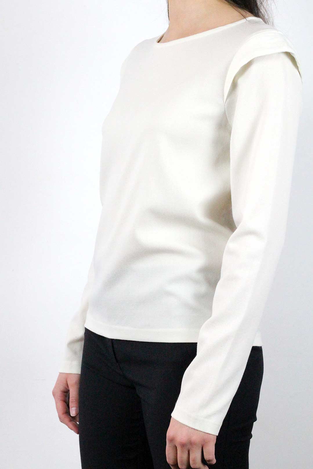 Top blanc manches longues crêpe - Justine 3