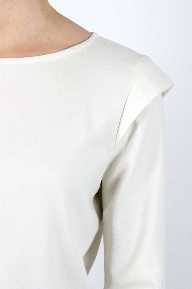 Top blanc manches longues crêpe - Justine 6