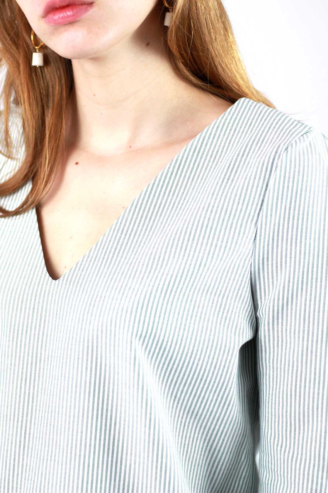 Top rayé vert et blanc en coton OEKO-TEX - Margot 5