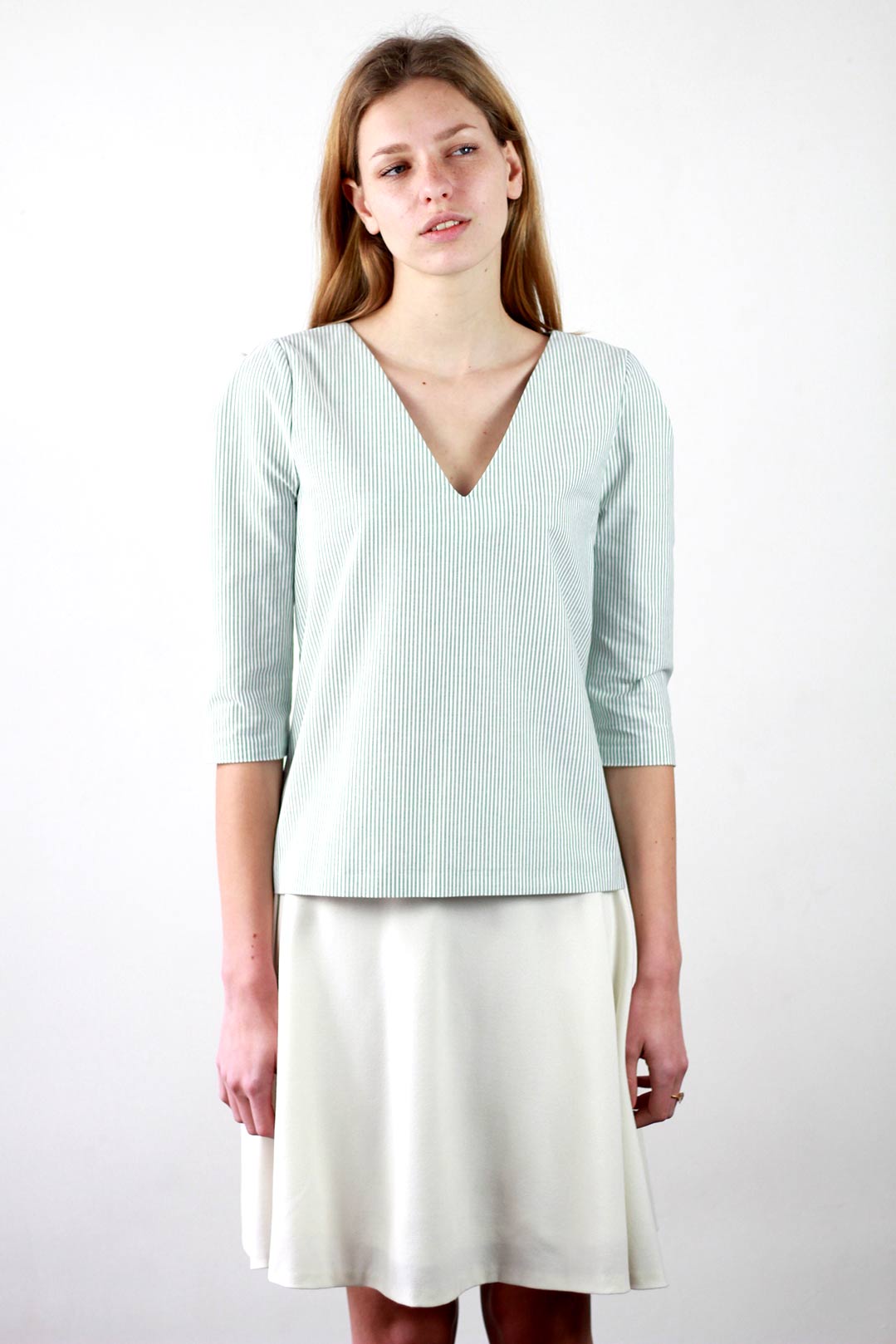 Top rayé vert et blanc en coton OEKO-TEX - Margot 6