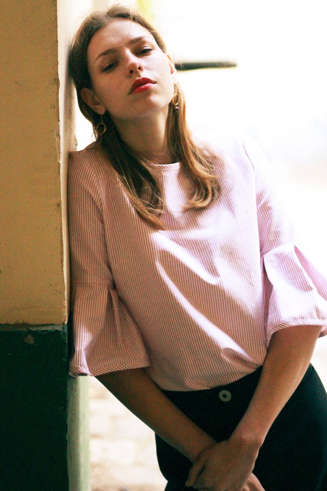 Top rouge et blanc à volants en coton OEKO-TEX - Julie 2