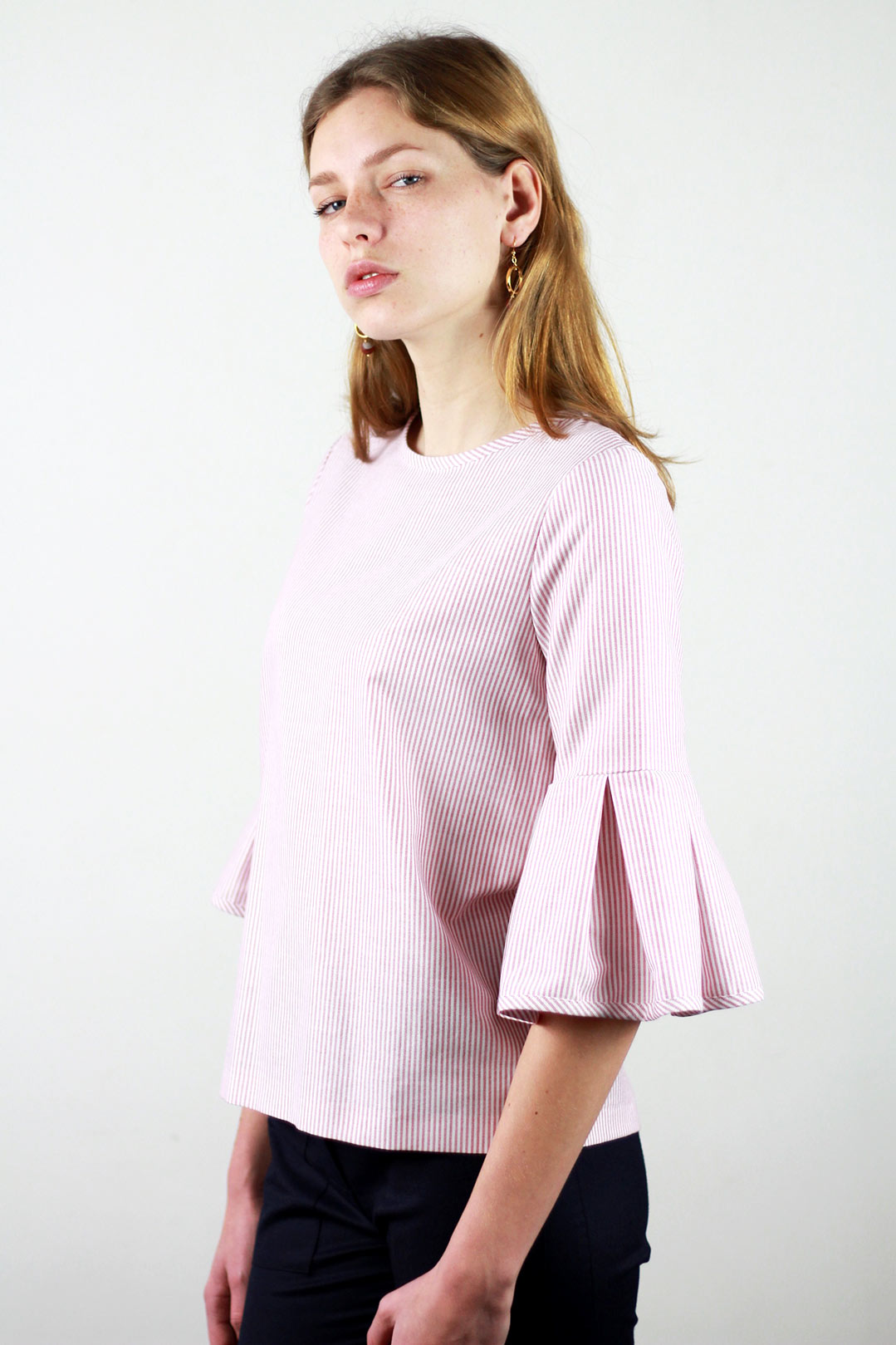 Top rouge et blanc à volants en coton OEKO-TEX - Julie 3