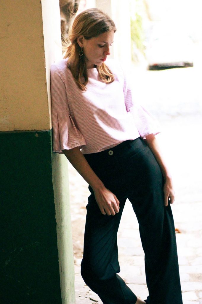 Top rouge et blanc à volants en coton OEKO-TEX - Julie 7