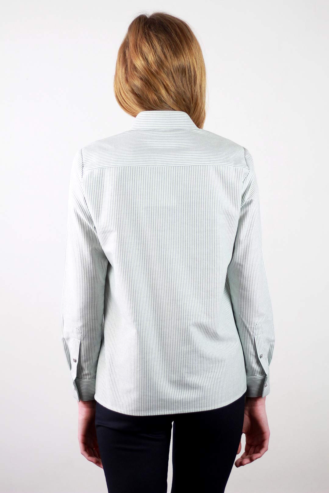 Chemise rayée verte et blanche en coton OEKO-TEX - Claire 3