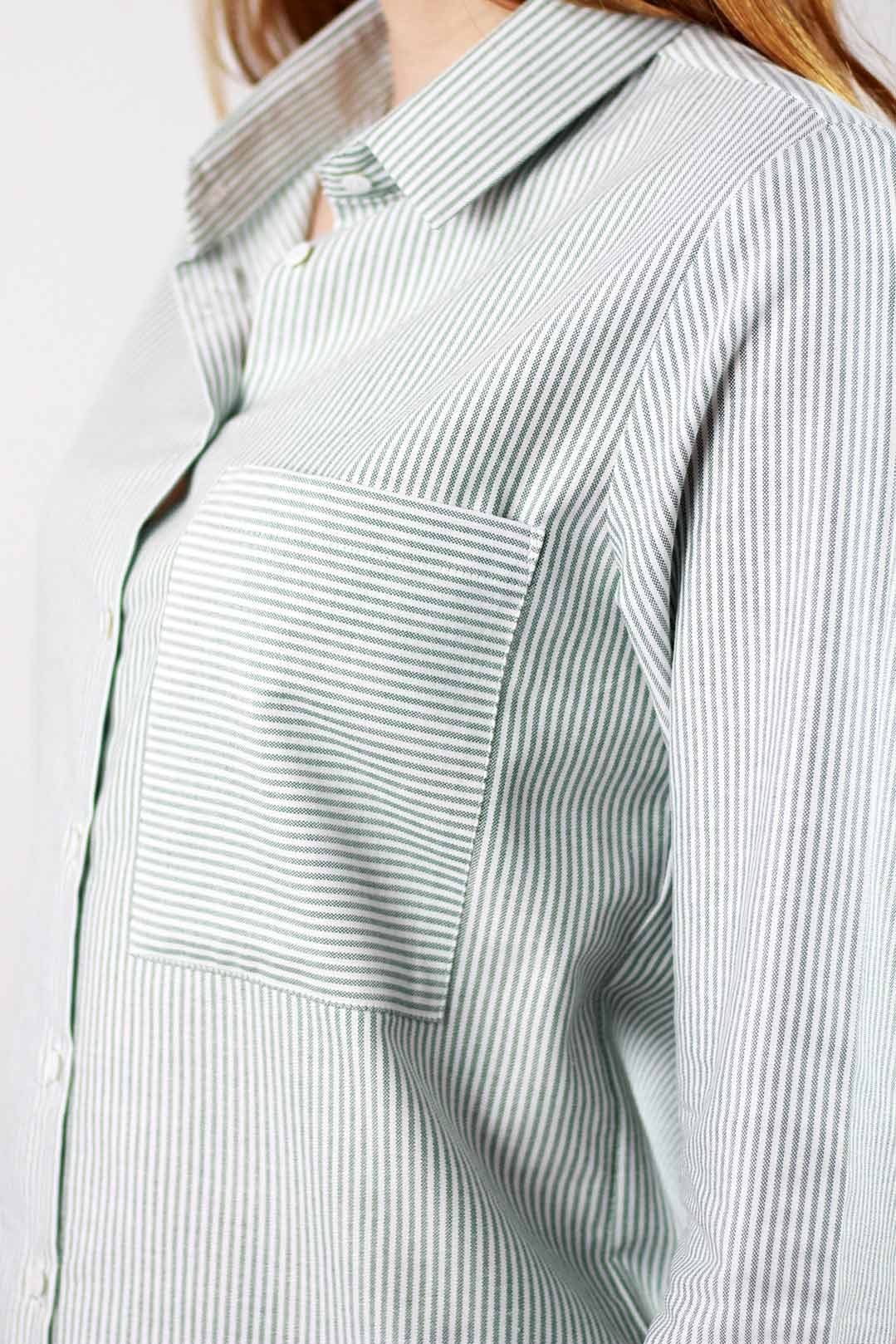 Chemise rayée verte et blanche en coton OEKO-TEX - Claire 4