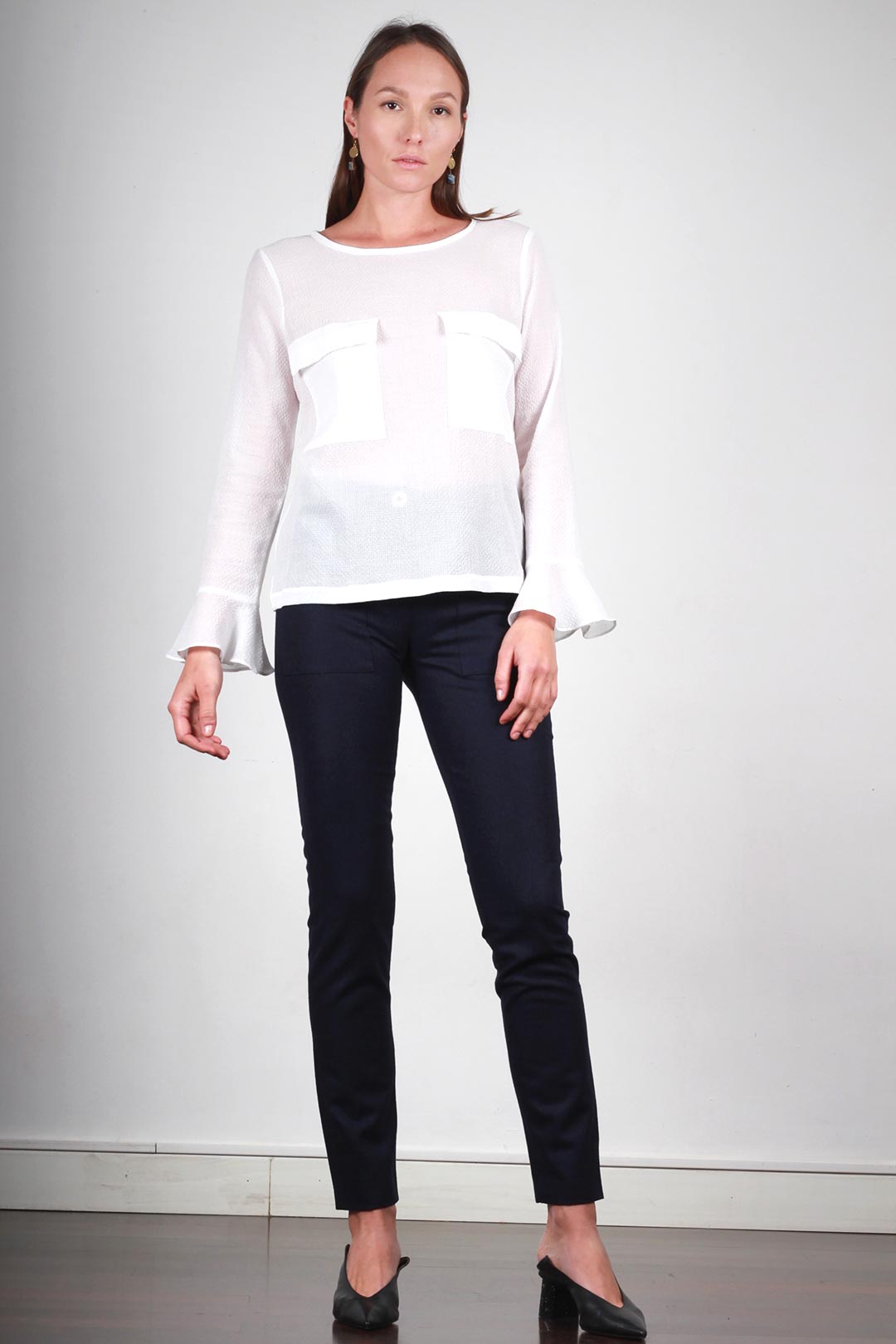 Pantalon bleu marine coupe droite en laine - Victoire 2