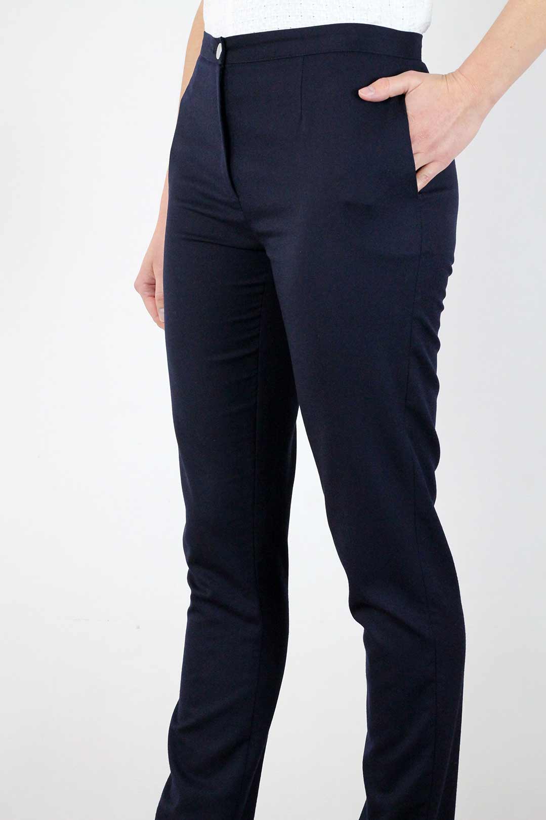 Pantalon bleu marine coupe droite en laine - Victoire 4