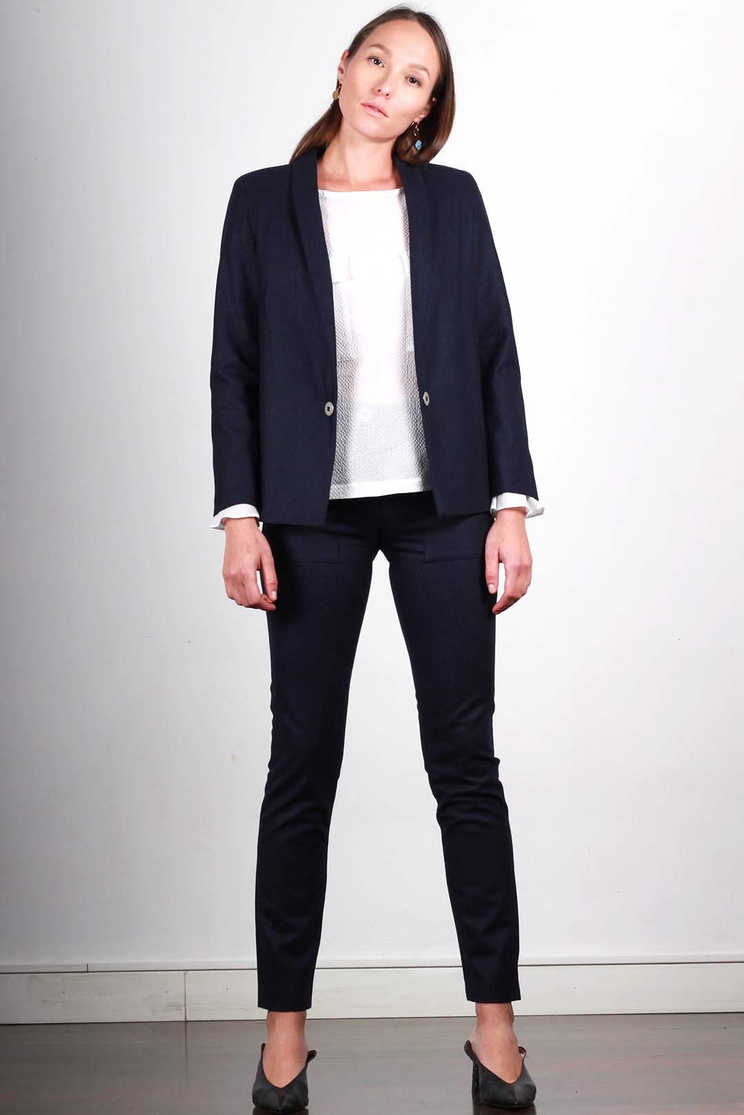 Veste tailleur bleu marine en flanelle - Marie-Anne 6