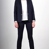 Veste tailleur bleu marine en flanelle - Marie-Anne 6