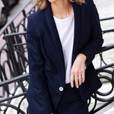 Veste tailleur bleu marine en flanelle - Marie-Anne 2
