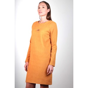 Robe droite moutarde en laine vierge - Carolyne