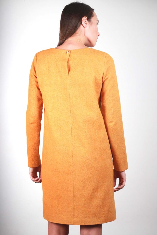 Robe droite moutarde en laine vierge - Carolyne 4