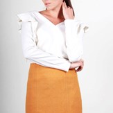 Jupe moutarde droite en laine vierge – Emilie 2