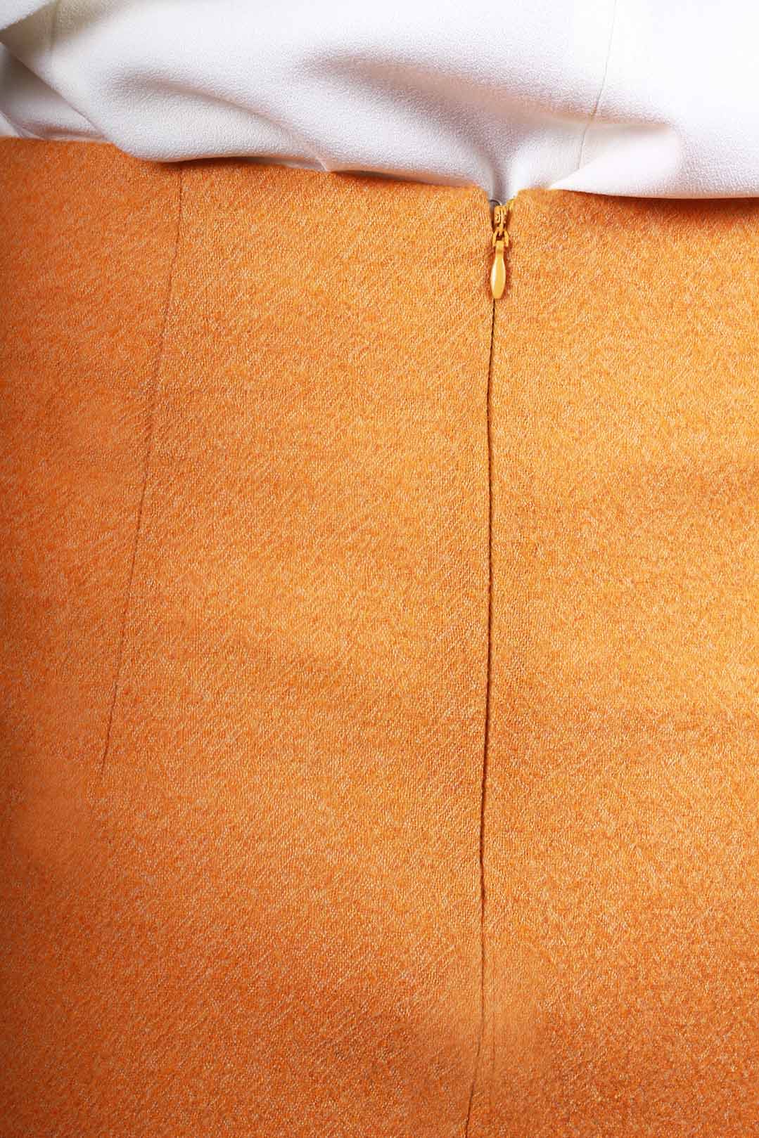 Jupe moutarde droite en laine vierge – Emilie 5