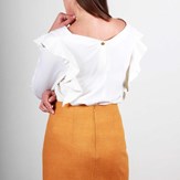 Jupe moutarde droite en laine vierge – Emilie 6