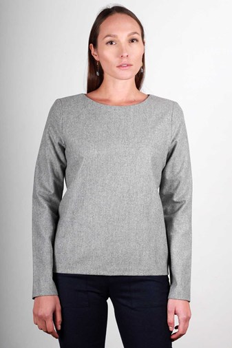 Pull gris en laine fabriqué en France - Cara