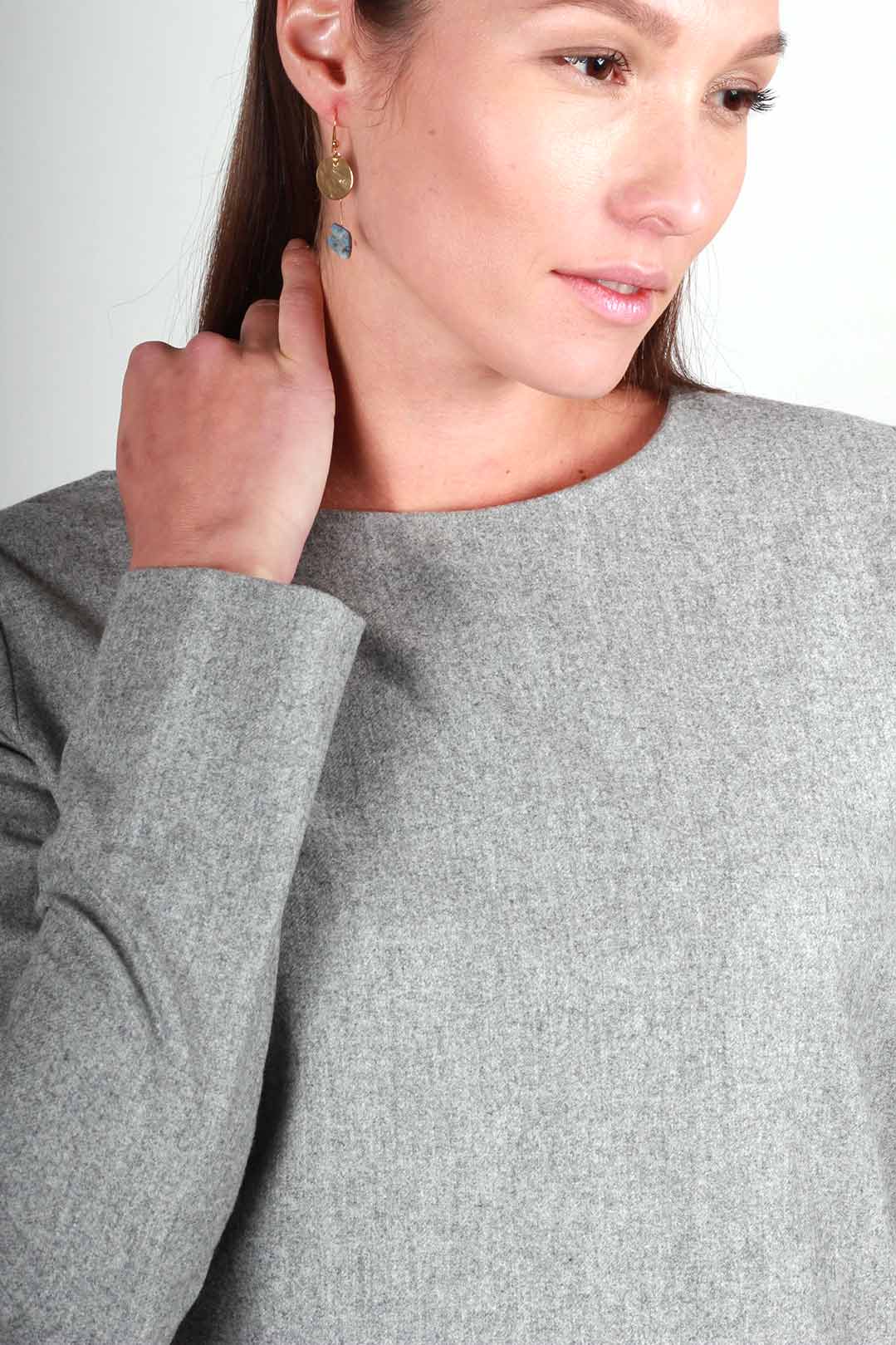Pull gris en laine fabriqué en France - Cara 6